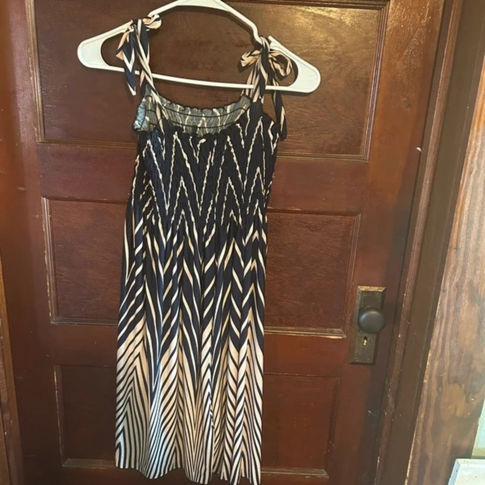Navy & Cream Tie-Shoulder Sundress